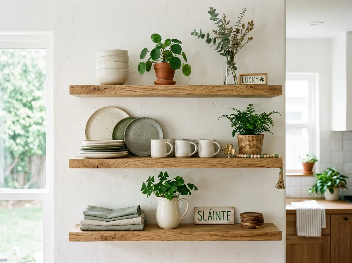 Farmhouse Kitchen Shelf Decor for 10 rustic farmhouse st. patrick's day decor ideas
